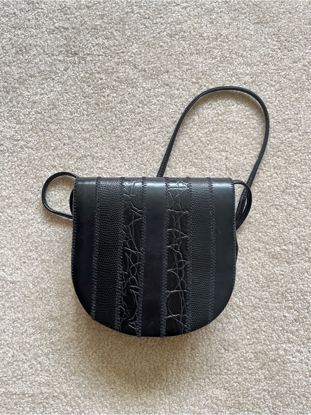 Black Snake Embossed Crossbody Bag, Structured, Minimal, Mini, Small Purse